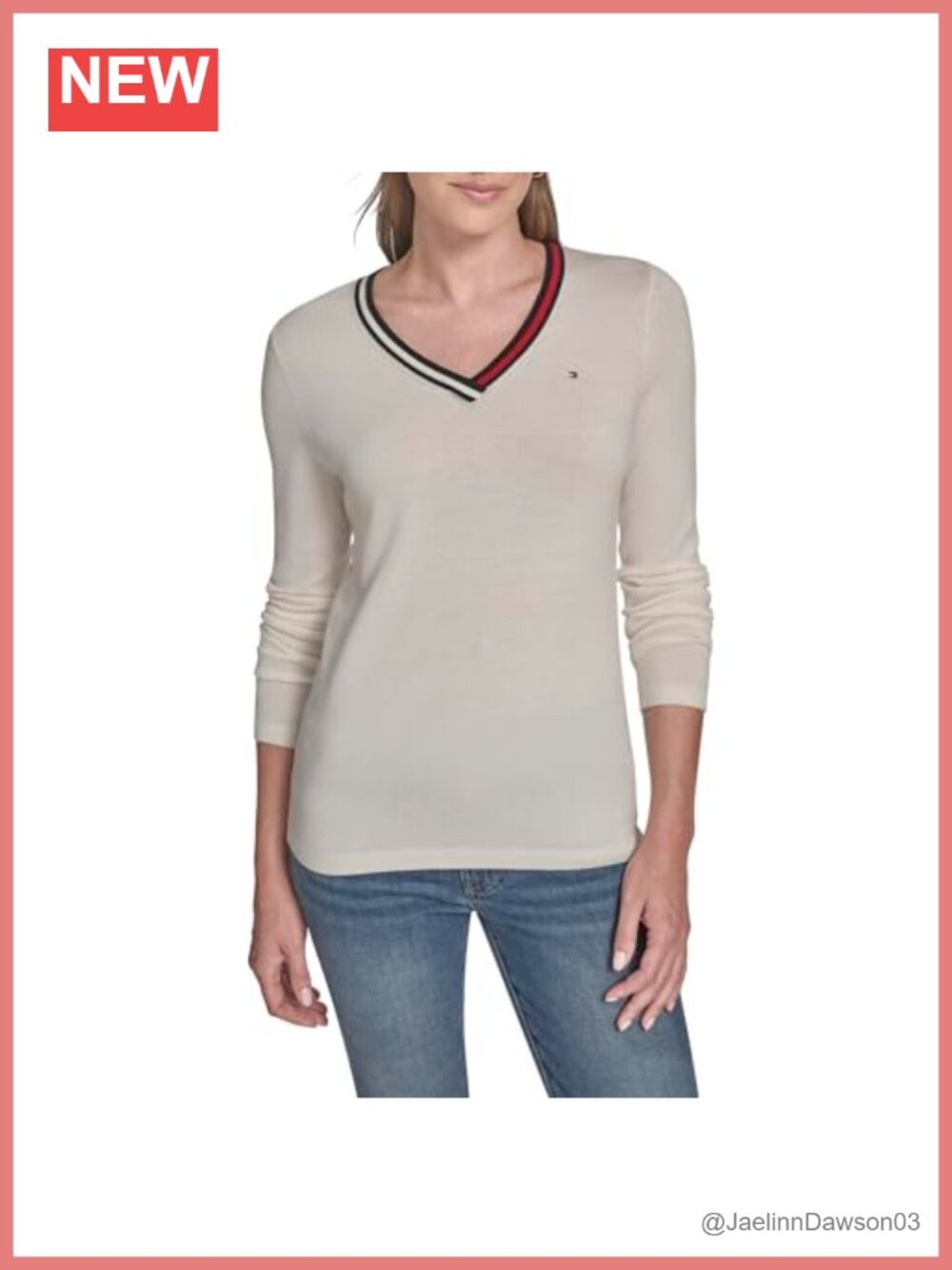 Long Sleeve V-Neck Cotton Pullover Sweater